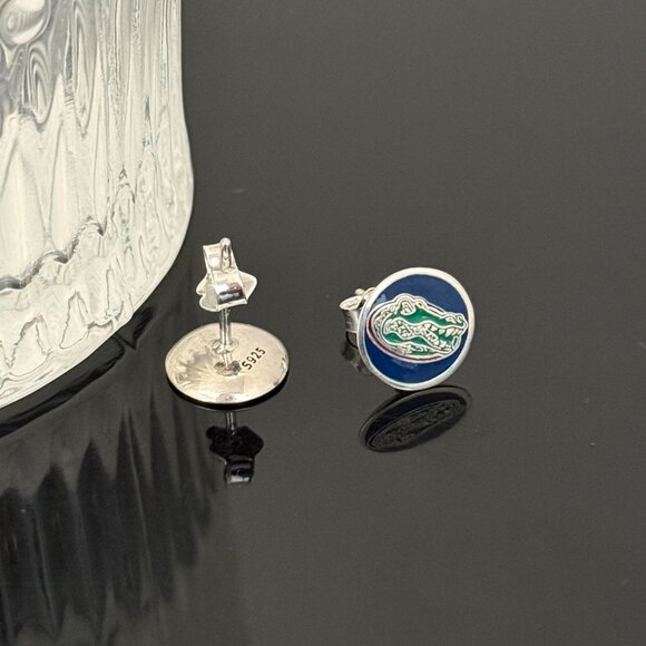 Florida Gators Crocodile Earrings S925 Sterling Silver Handmade Ear Stud - Picture 4 of 4